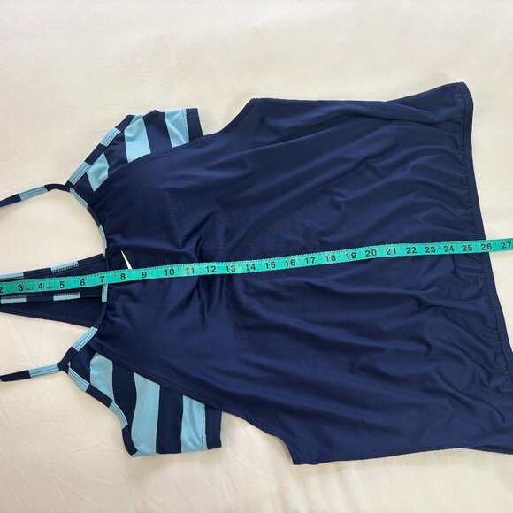 NWT Nike Women's Navy Striped Racerback Layered Tankini Swimsuit Top, Size XL - Picture 11 of 13